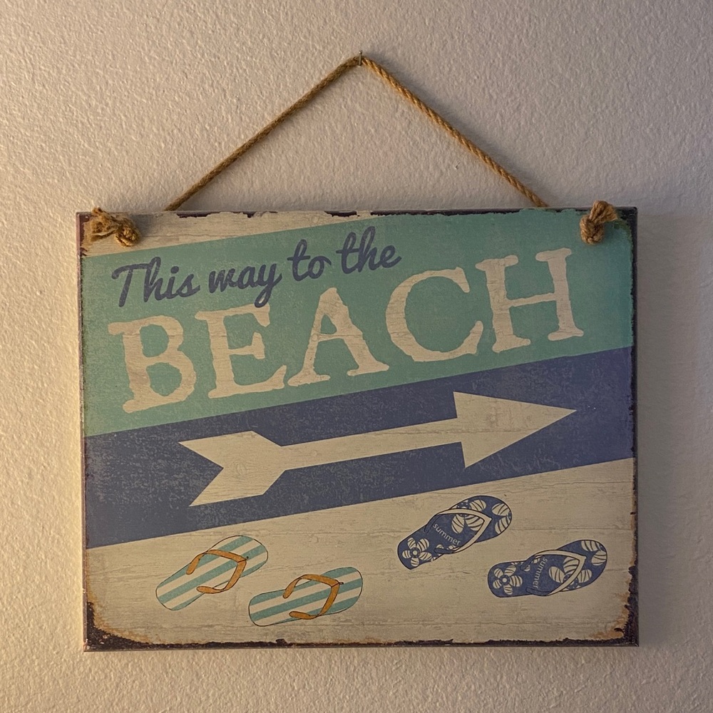 Beach Themed Wall Decor Sign - Blue and White